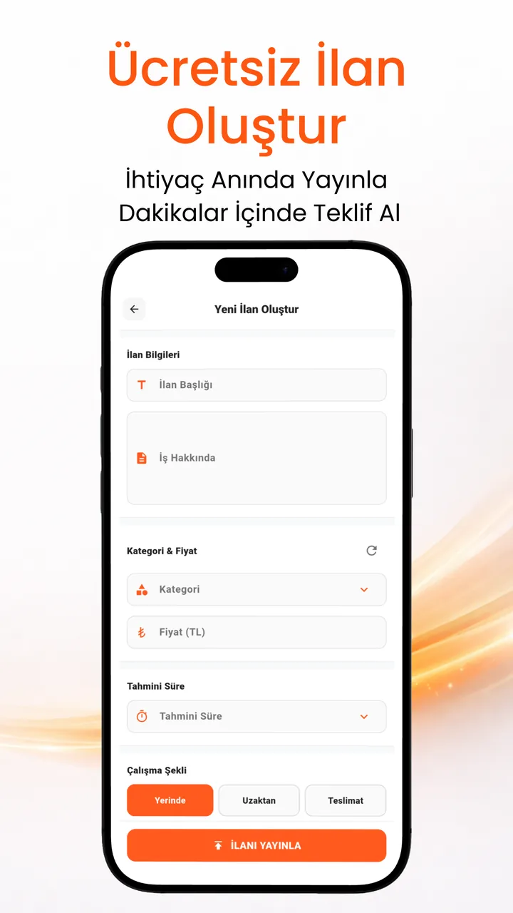 İşim Düştü yeni ilan oluşturma ekranı